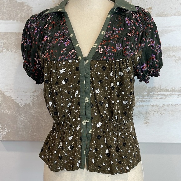 Free People Bella Blouse (NWT) Kelp Forest Combo size small - Picture 6 of 9